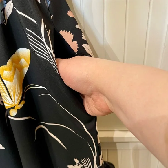 Nemidor Floral V-Neck Midi Dress in Black with Pastel Blooms - Picture 4 of 5